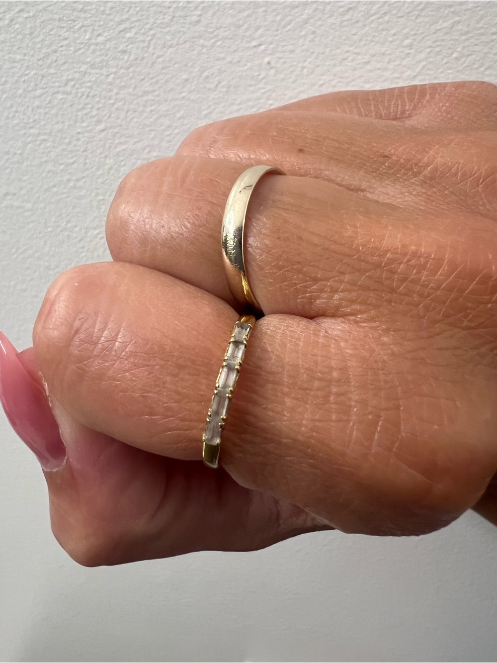 Elegant 18K Gold Vermeil Baguette Crystal Band Ring